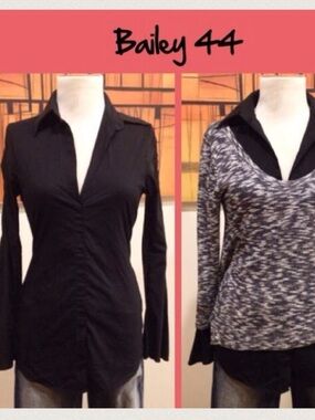 Bailey 44 Black Ruche Detail Blouse